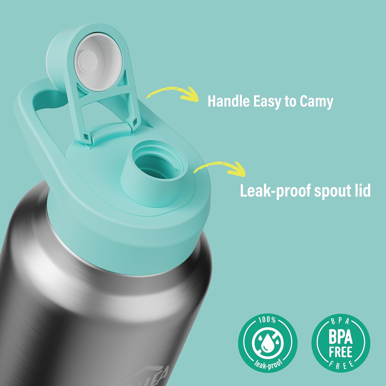 32oz(26+6) oz Insulated Water Bottle with straw and Hidden storage(6oz), Stainless Steel Double Walled Vacuum Sports Water Bottle with 2 Lids for Gym Camping Hiking (Blue, 32oz) - Image 7