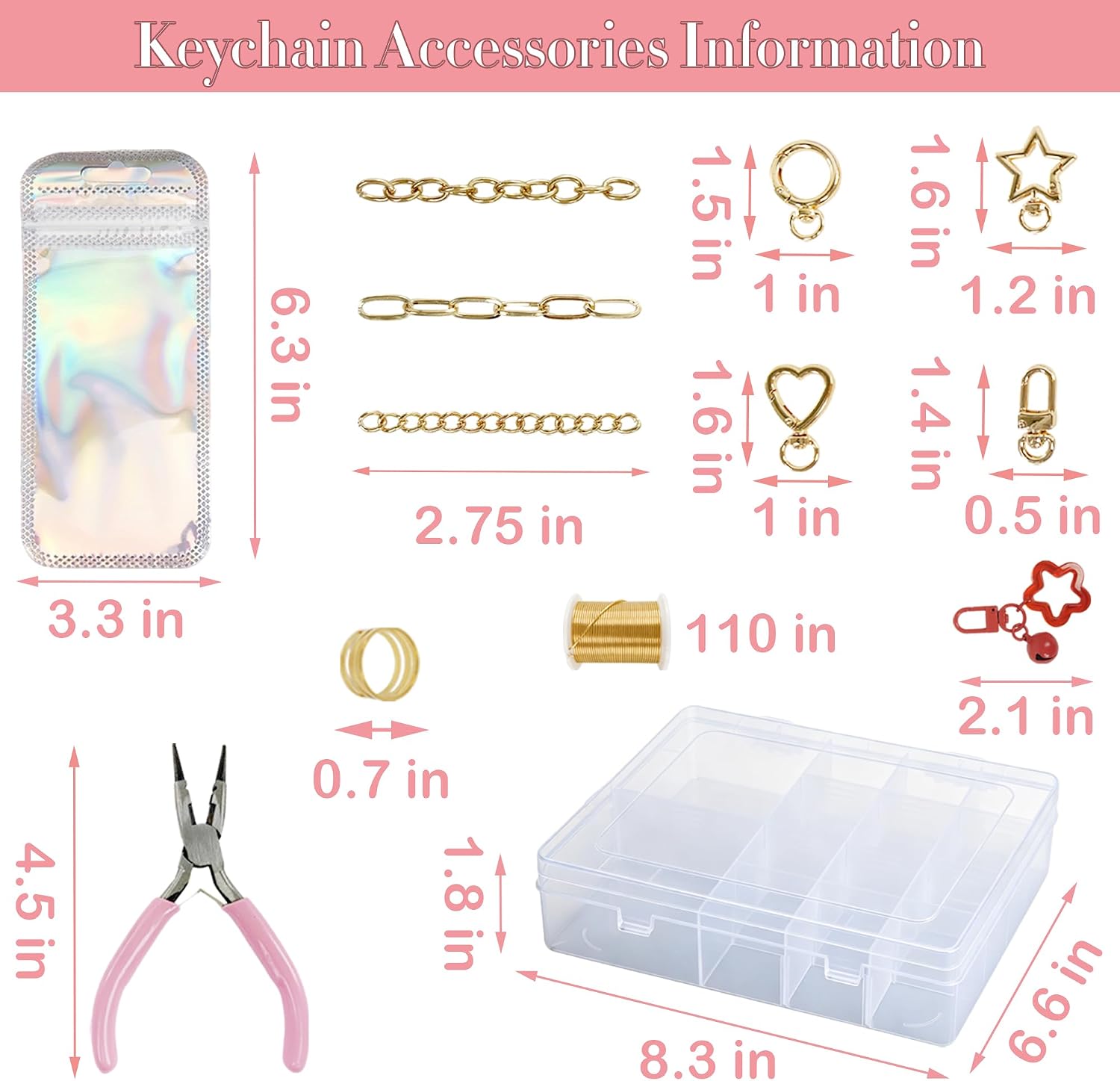 RETEN 361PCS Cute Keychain Charms Kit, DIY Keychain Making Kit with Tools