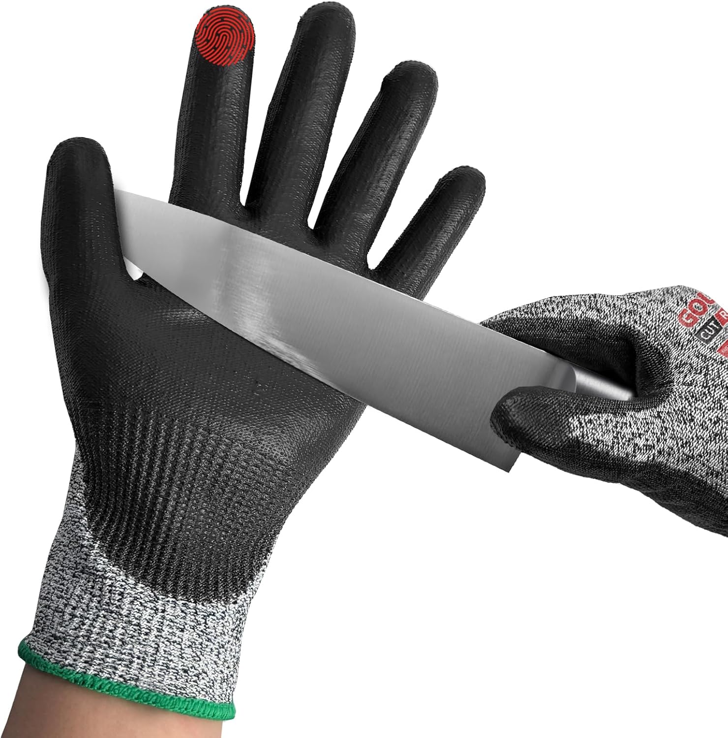 ANSI A3 Cut Resistant Work Gloves,Nitrile Coated Cut Proof Gloves For Automotive Repair, Machining, Logistics Handling,Woodworking,Touch Screen,Durable, L