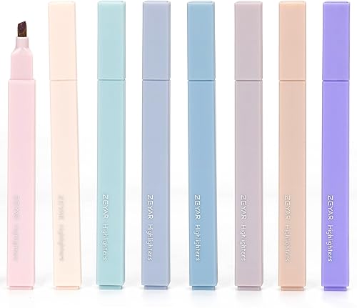 ZEYAR Bolígrafos resaltadores estéticos, colores crema, punta de cincel, a base de agua, secado rápido, no se corren para la Biblia, serie de