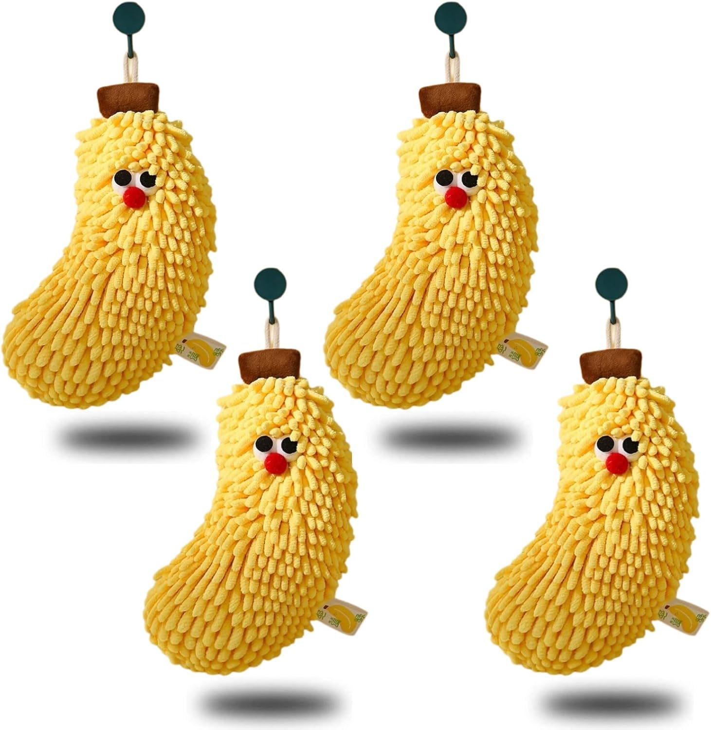 Fuzzy Hand Towels, Hanging Bathroom Super Fluffy Chenille Microfiber Towels, High Absorbent to Dry Your Hand Instantly (Mix,4pcs)