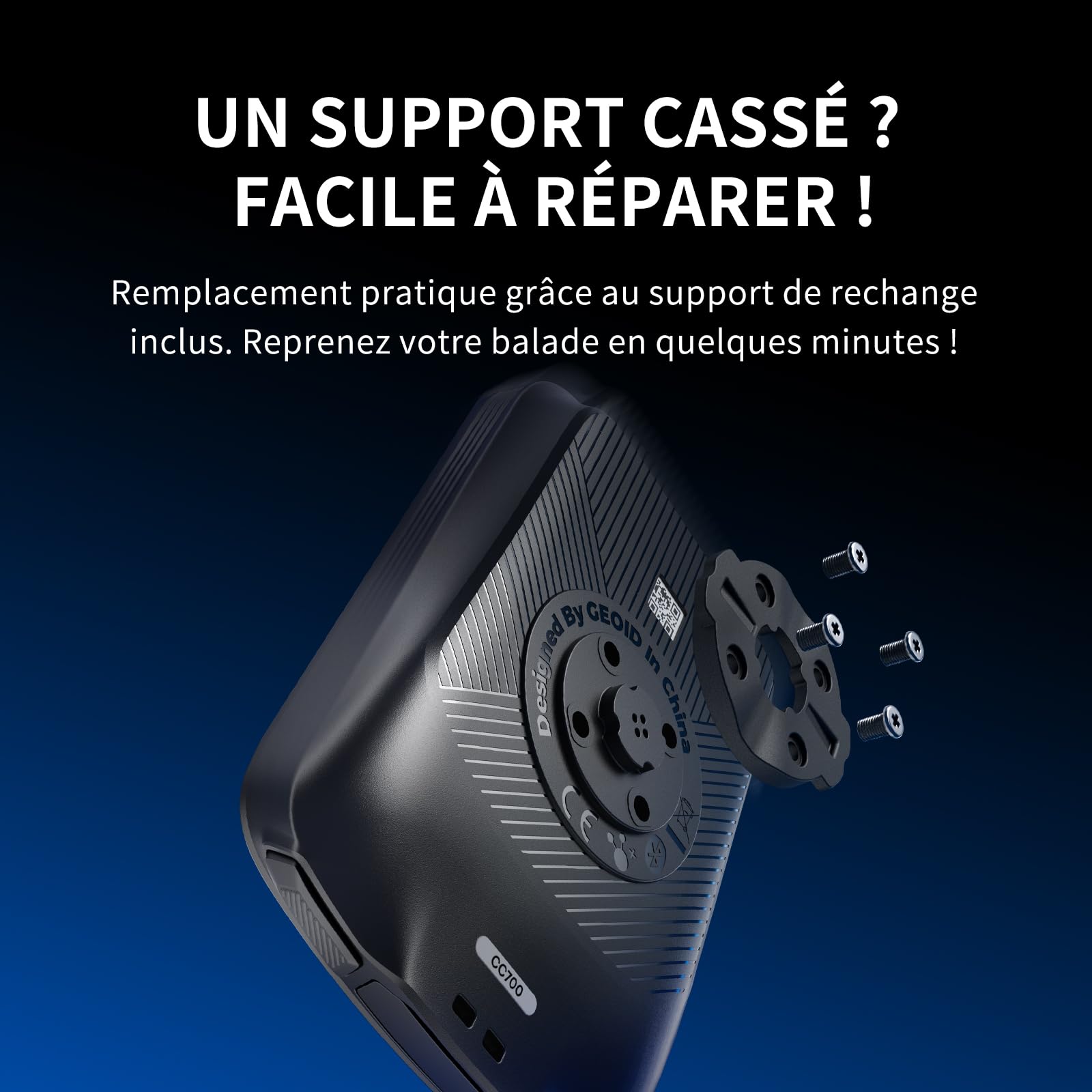 GEOID CC700 GPS Compteur Velo sans Fil avec Grand Écran Couleur 2,8 Pouces – Compteur Vélo GPS avec Navigation par Itinéraire, Ant+ & Bluetooth, IPX7 Étanche, Autonomie 15-25H