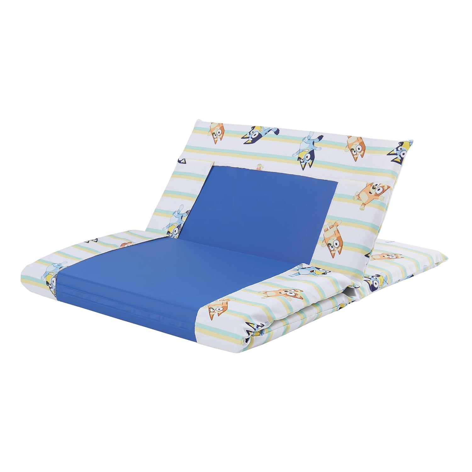 NoJo Bluey Preschool Nap Mat Sheet, Blue, Orange and Green Pinstripe (Official Bluey Licensed)
