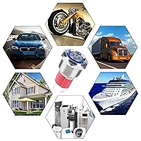 Vista 7 de Interruptor de botón de metal resistente de 0.748 in, resistente al agua, 20 amperios, 12 V-24 V, encendido/apagado, 1 no, 4 pines con enchufe