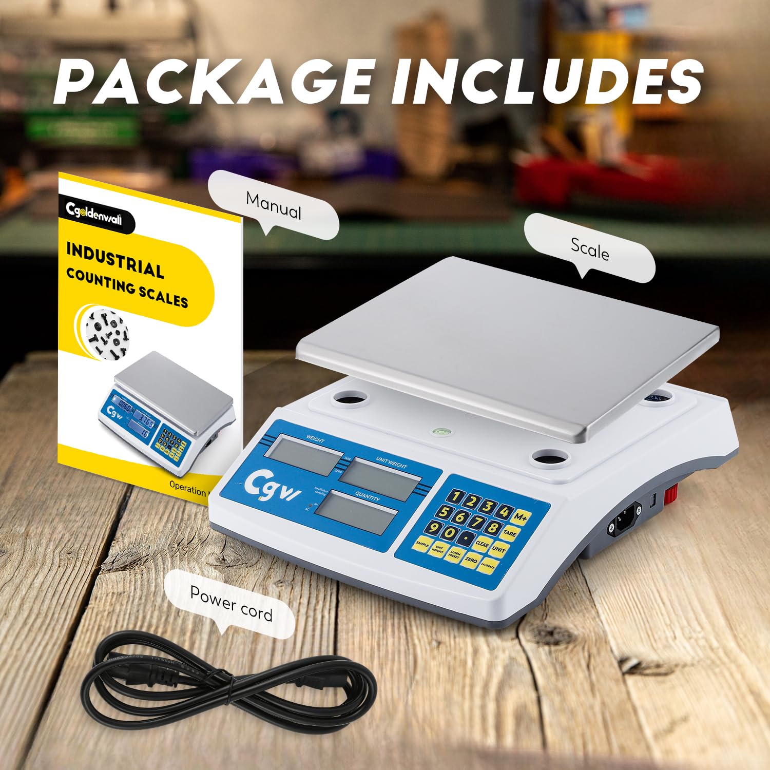 CGOLDENWALL Balance Comptage Industrielle Professionnelle 30kg / 0.1g - Balance Compteuse Digital - Plateau Inox, Unité g/kg/lb - Pour Comptage de Pièces, Bijoux et Inventaire