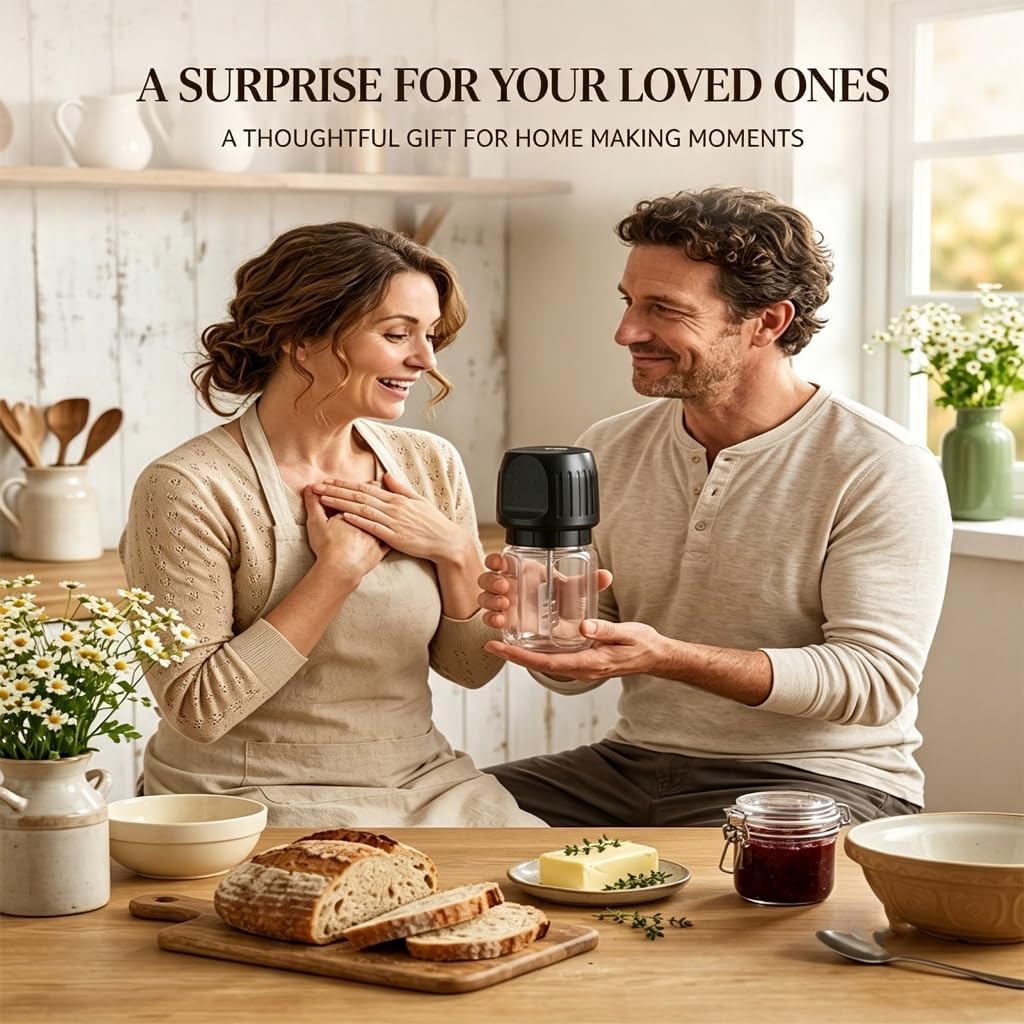 Automatic Butter Churner with Top Display and Clear Jar