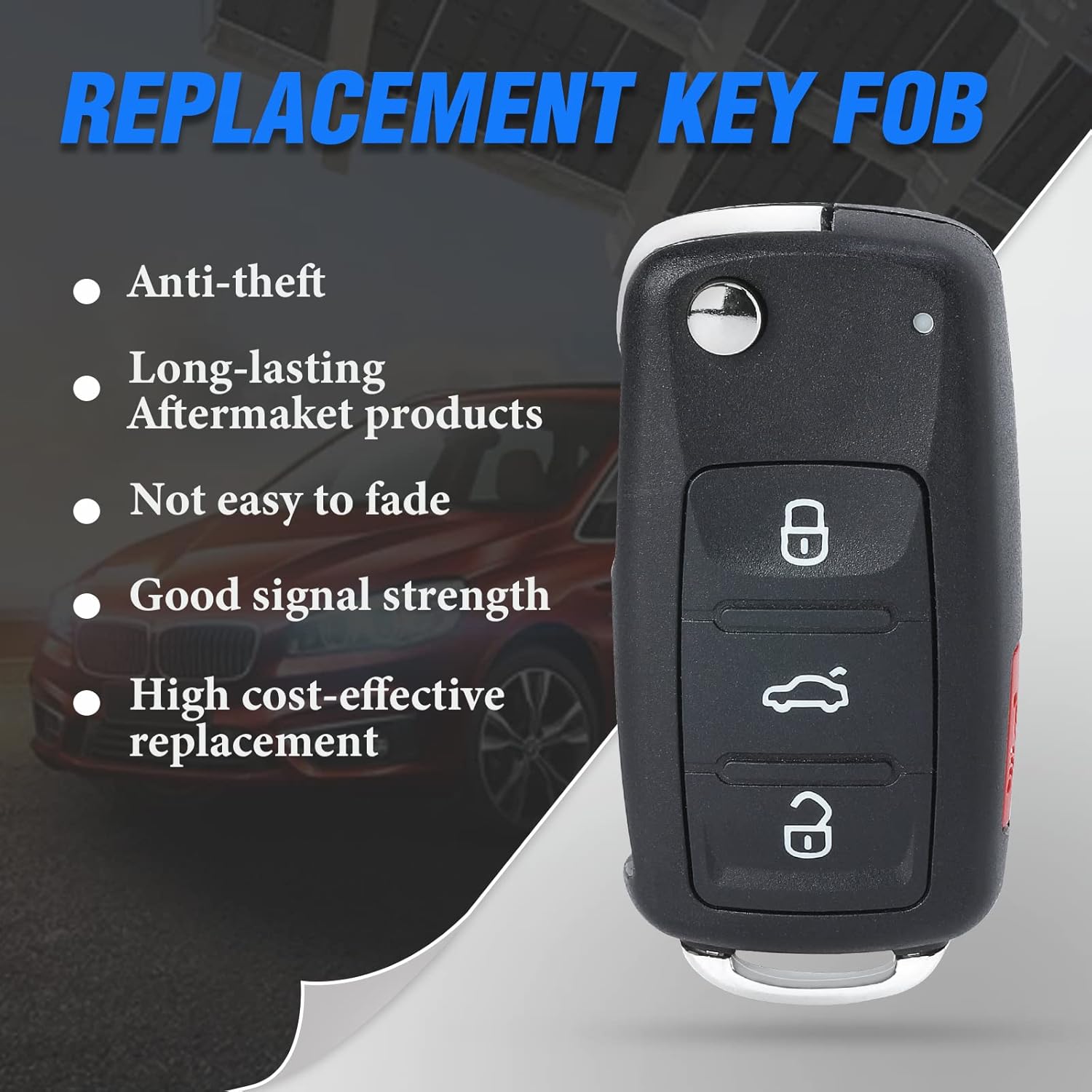 Keymall Car Key Fob Keyless Entry Remote Control Replacement for VW Volkswagen Jetta Passat 2017 2018 2019 FCC ID:NBGFS93N P/N:5K0837202BP MQB Chip 3+1 Buttons (Without Keyless-go)