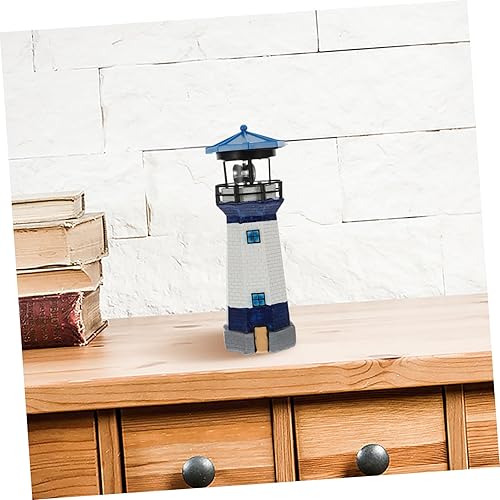 Miniatura 6 de Housoutil 2 unids Torre de luz solar giratoria al aire libre luz LED faro luz solar faros para decoración de faro exterior decoración de mesa de