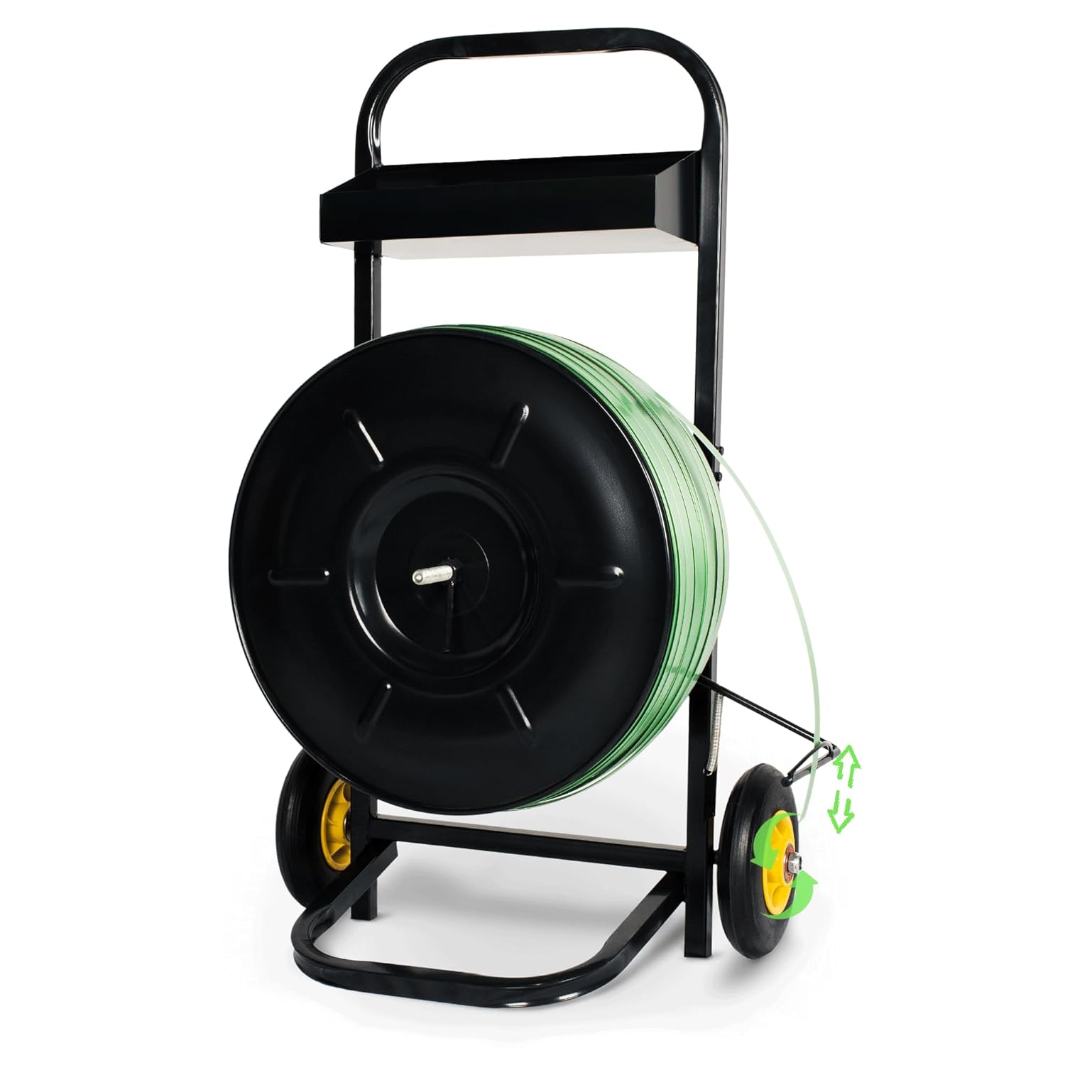 Heavy Duty 7.8" Strapping Cart, Strapping Dispenser for Poly/Plastic Steel/Fibre Strapping, Moveable Strapping Dispenser Deluxe Banding Cart with Built-in Tray