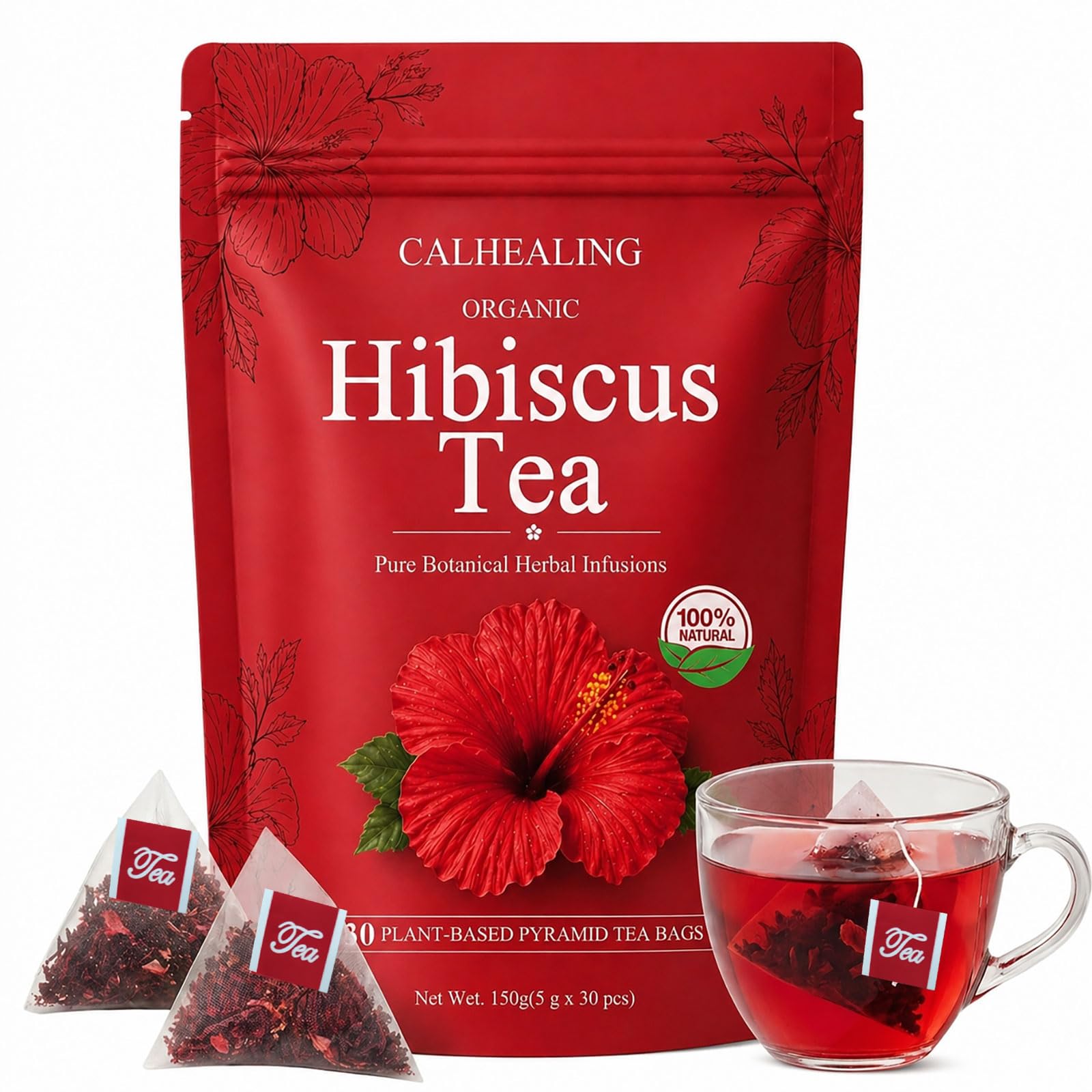 Amazon.com : Calhealing Hibiscus Tea Organic, 5g | 30 Bags