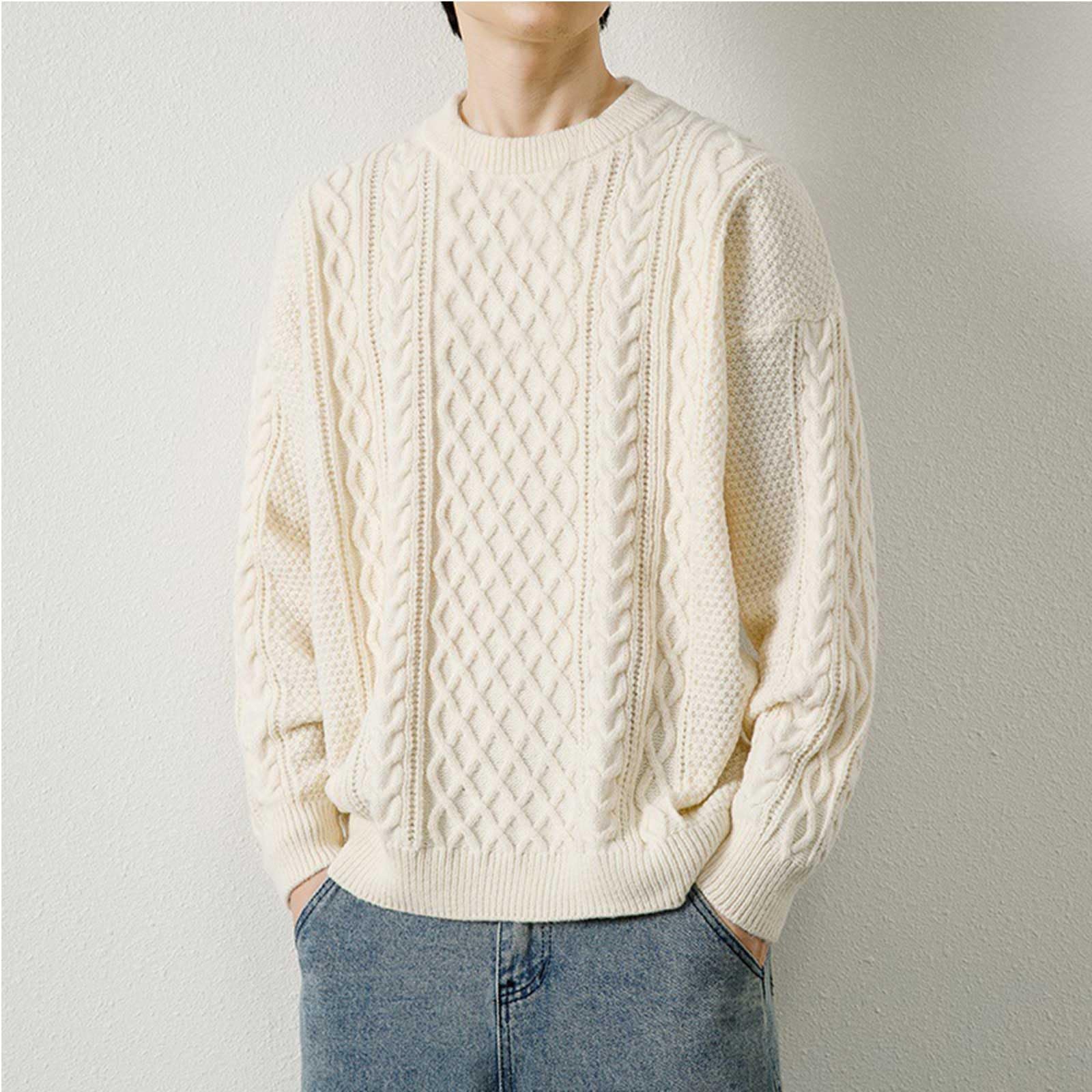 Jersey Hombre Invierno SuéTer Manga Larga Suéter de Punto con Cuello Redondo para Hombre, Manga Larga y Estilo Casual para Invierno