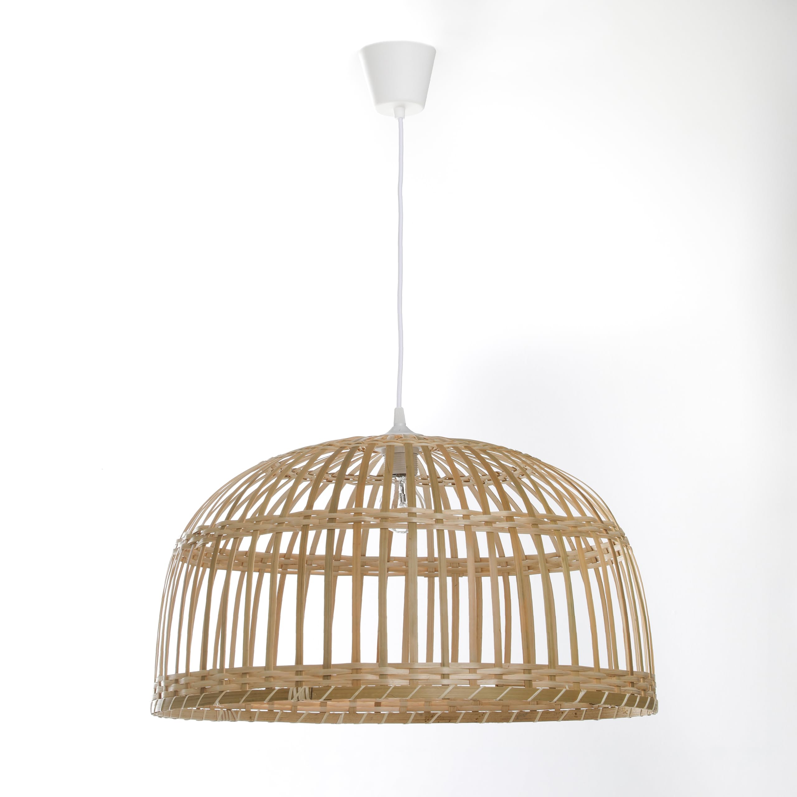 LUSSIOL Lampadario Phuket 60, sospensione in bambù, 60 W, naturale, ø 60 x H 33 cm