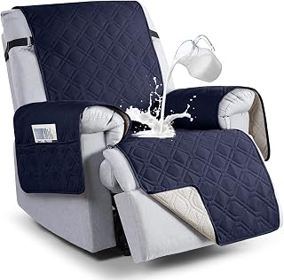 VANSOFY 100% Waterproof Recliner Chair Covers Washable, Dark Blue, 22"