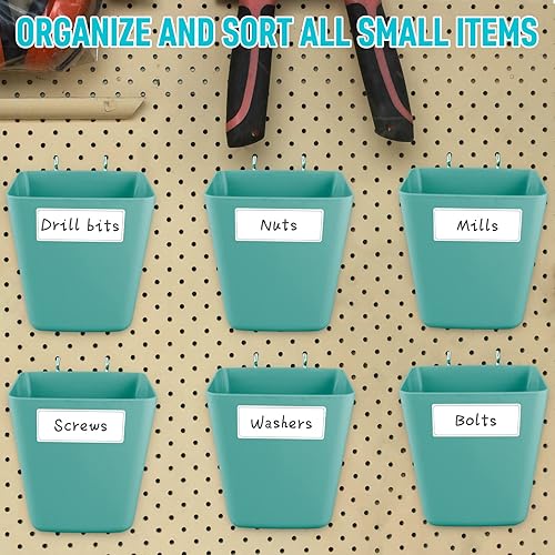 Miniatura 44 de G.CORE Paquete de 6 vasos grandes para tablero de clavijas, con ganchos, con forma de caja cuadrada, accesorios para garaje, banco de trabajo, sala