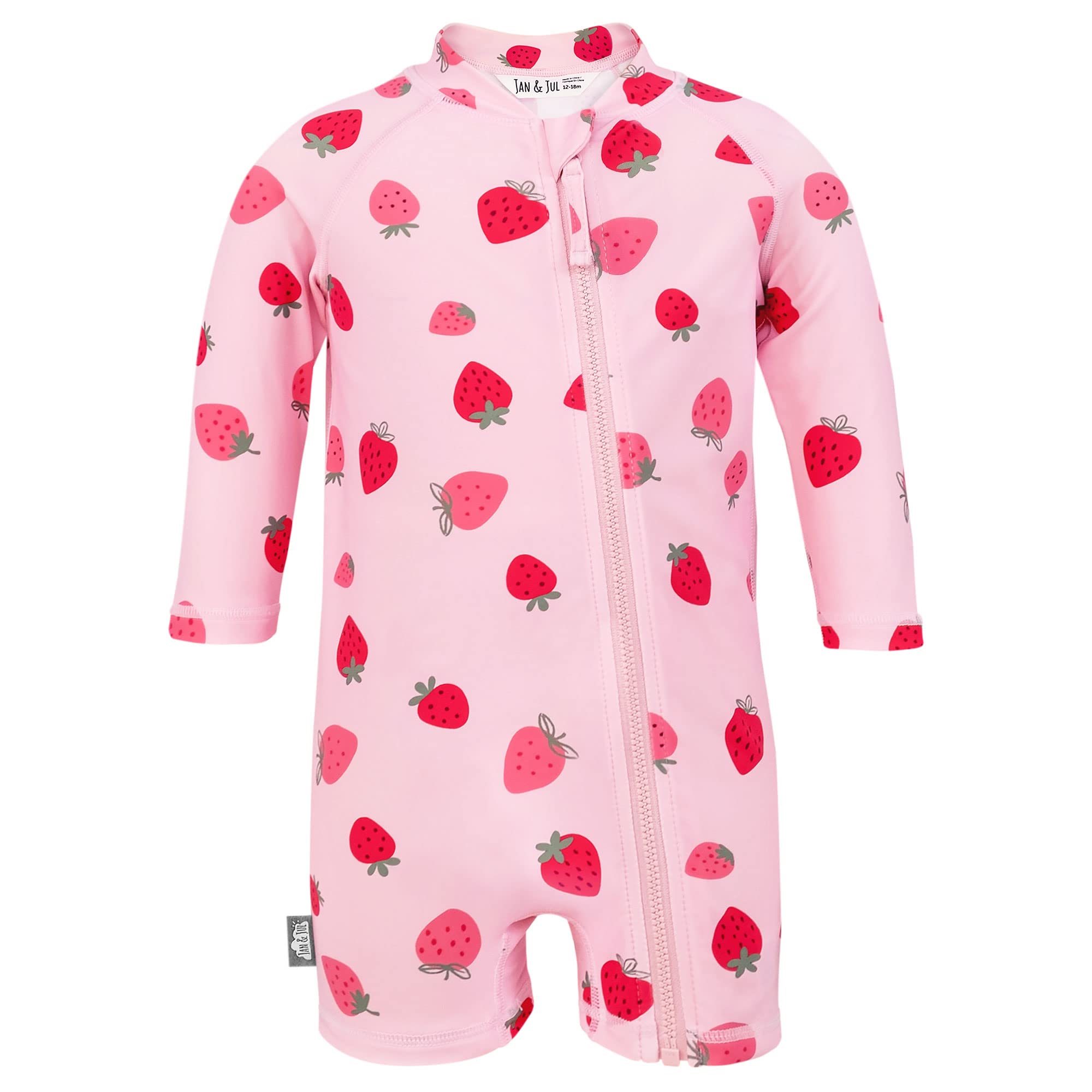 JAN & JUL Quick-Dry Long Sleeve Toddler Girl Rash Guard, UPF 50+ (2T, Pink Strawberry)