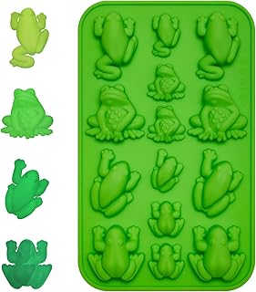 Tessco for you Chocolate Frog Molds Frog Silicone Mold Passover Candy Jelly Ice Tray Fun the Ten Plagues for Pesach Seder Wizard Party Birthday Cake Decoration(Green,1 Pc)