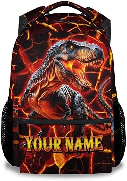 Custom Dinosaur Backpack for Kids Boys - 17 Inch Lightweight School bag Comfortable School Bookbag for Toddlers Preschool Kindergarten Primary