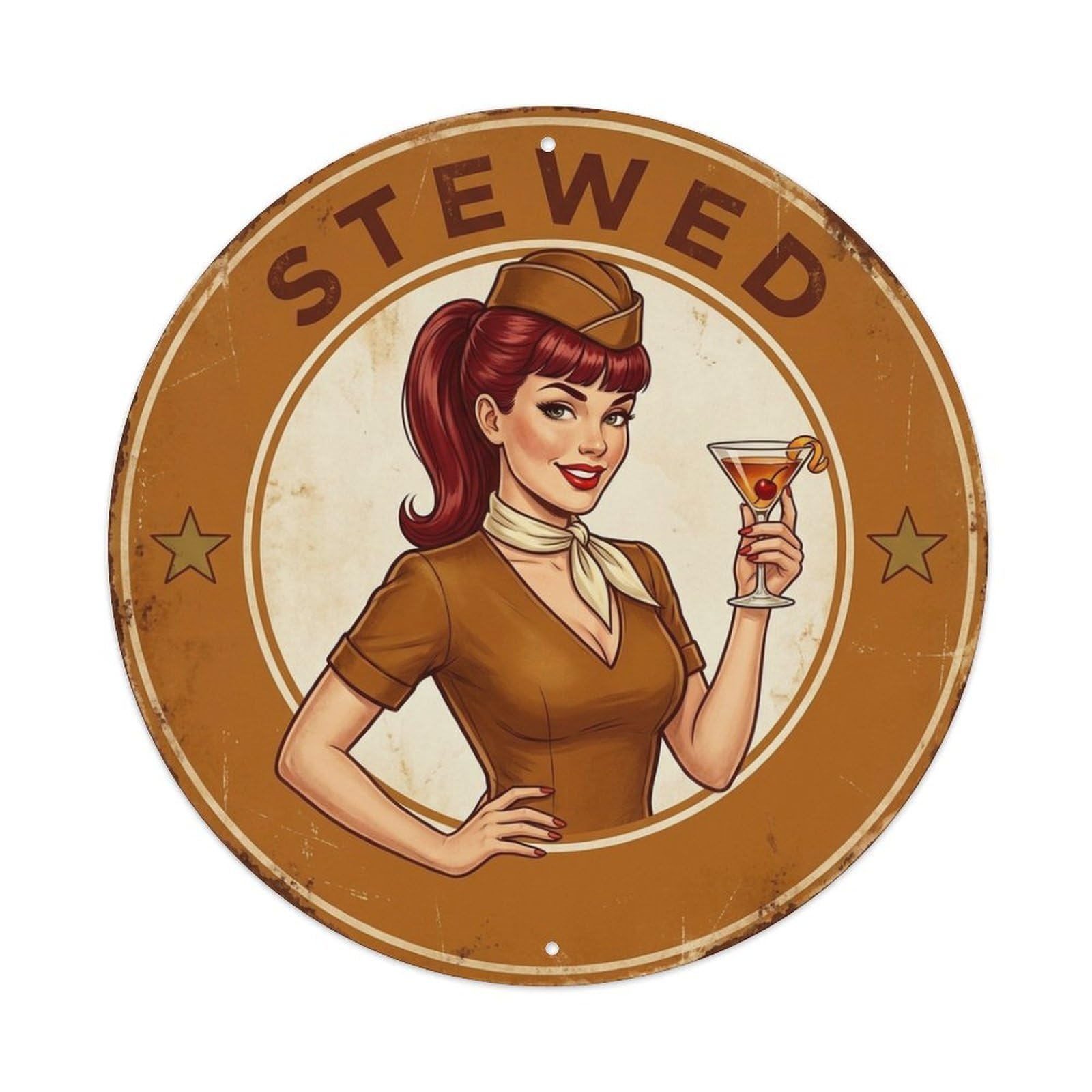 Flight Attendant Stewed Wine Saying Metal Tin Sign
