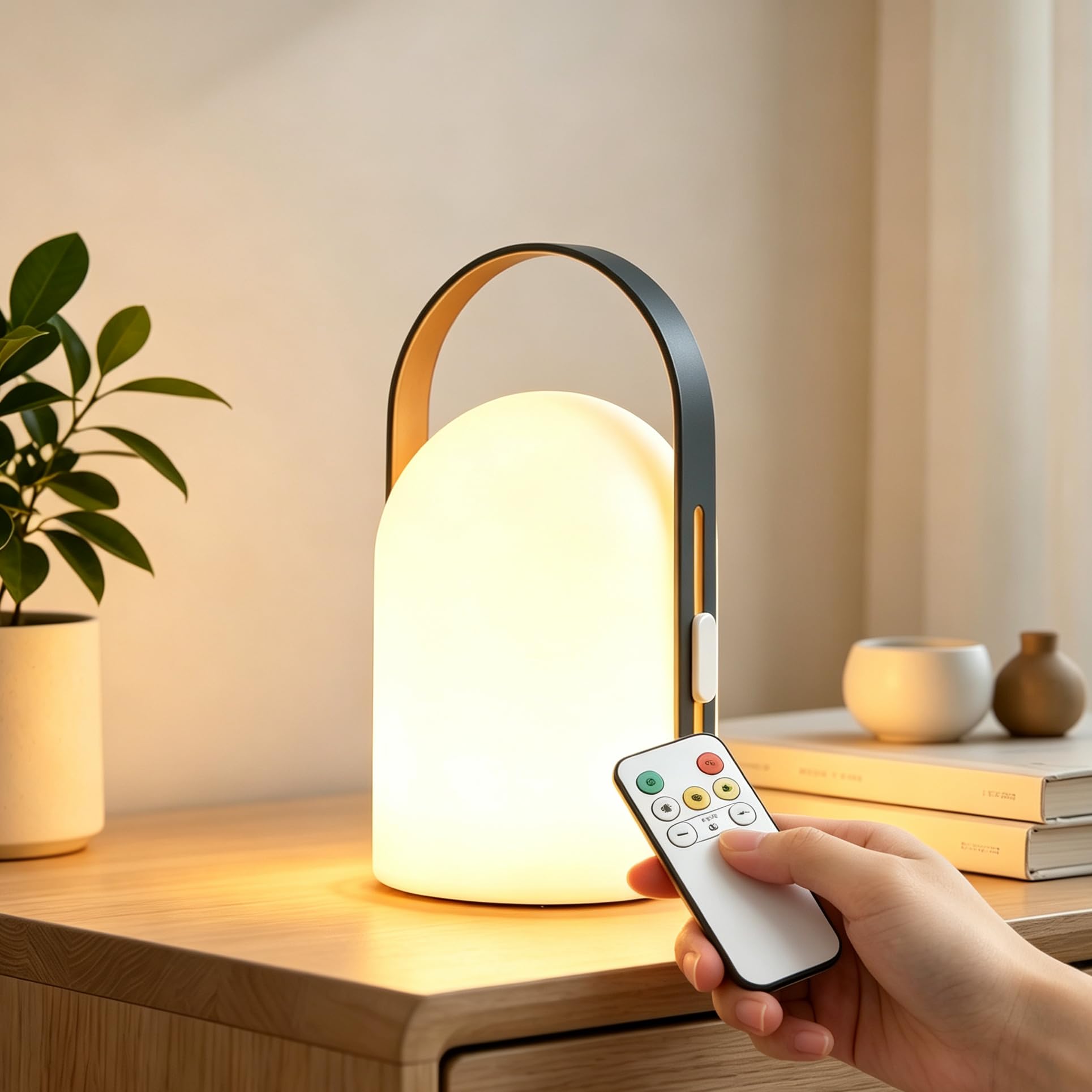TRIROCKS Lámpara de Mesa Portátil sin Cable, Lámpara LED Recargable 3 Niveles de Intensidad, Luz Nocturna con Control USB para Camping, Hogar y Exterior