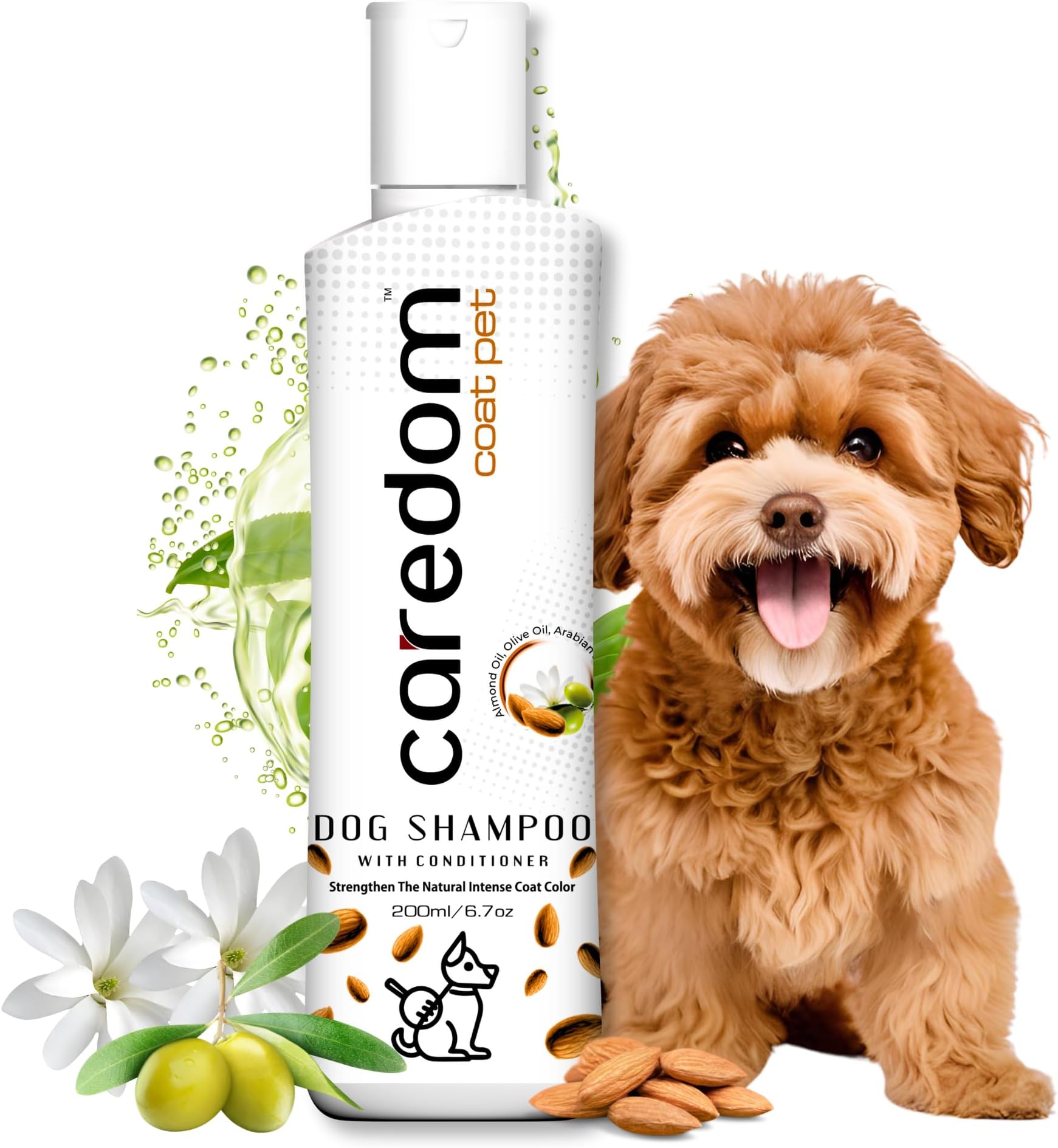 Herbal Pet Coat Control Dog Shampoo 200 ml | Almond Oil, Olive Oil & Arabian Jasmine | Natural Coat Colour Enhancement | Healthy Shiny Fur | Deep Cleansing & Nourishing | Soft & Glossy Finish