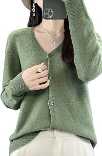 100% Merino Wool Sweaters Women's Fall Winter Female Cardigan V-Neck Sexy Knitted Long Sleeves New Simple(015)