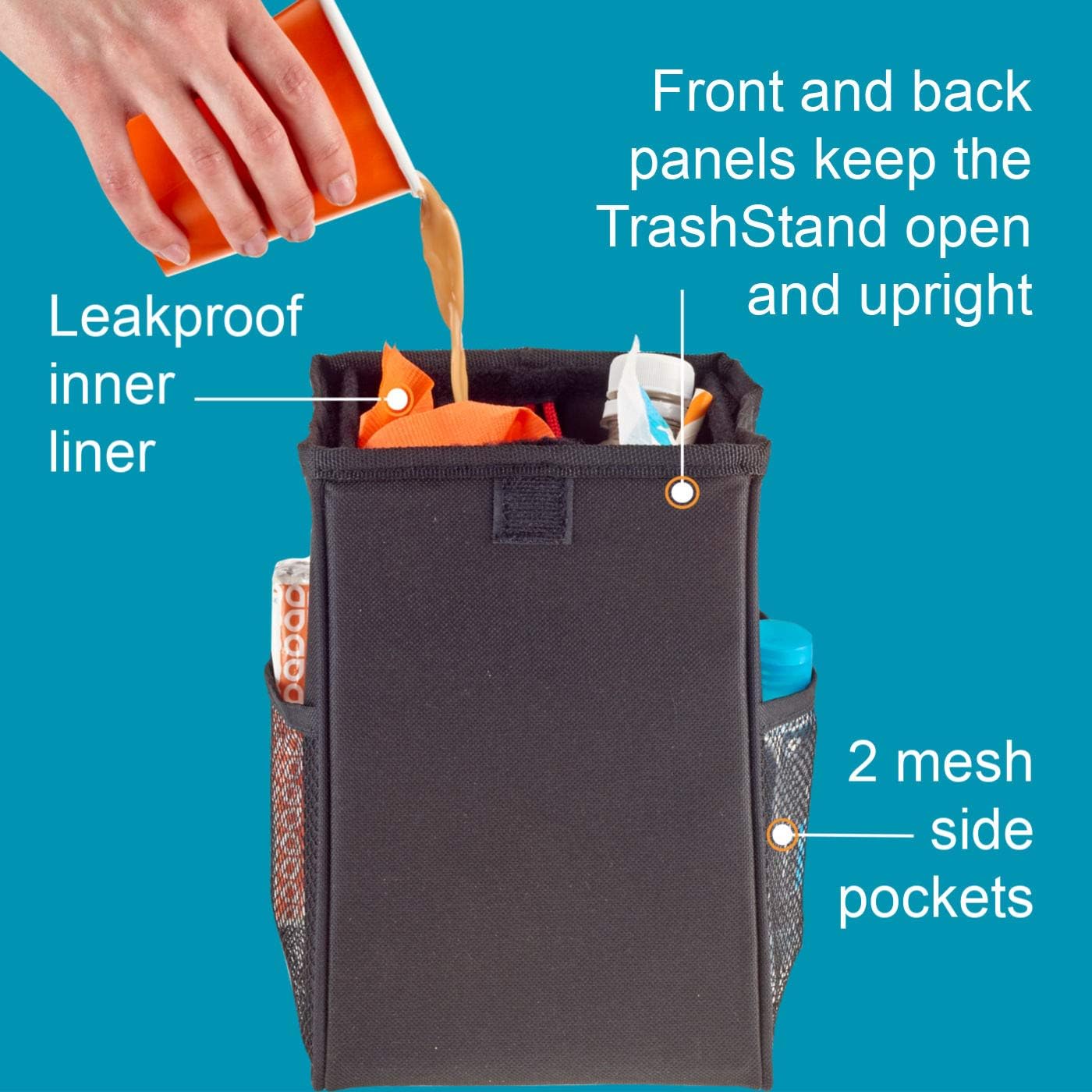 High Road TrashStand Leakproof Weighted Car Trash Bin - Compact Size