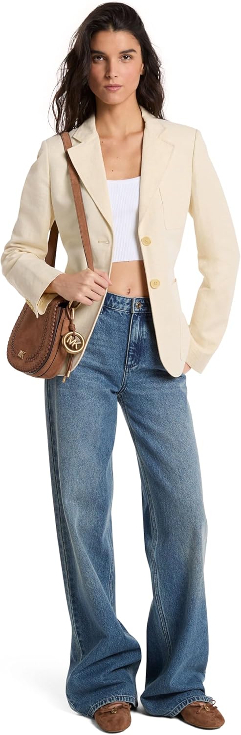 Michael Kors Women's Linen Patch Pocket Blazer