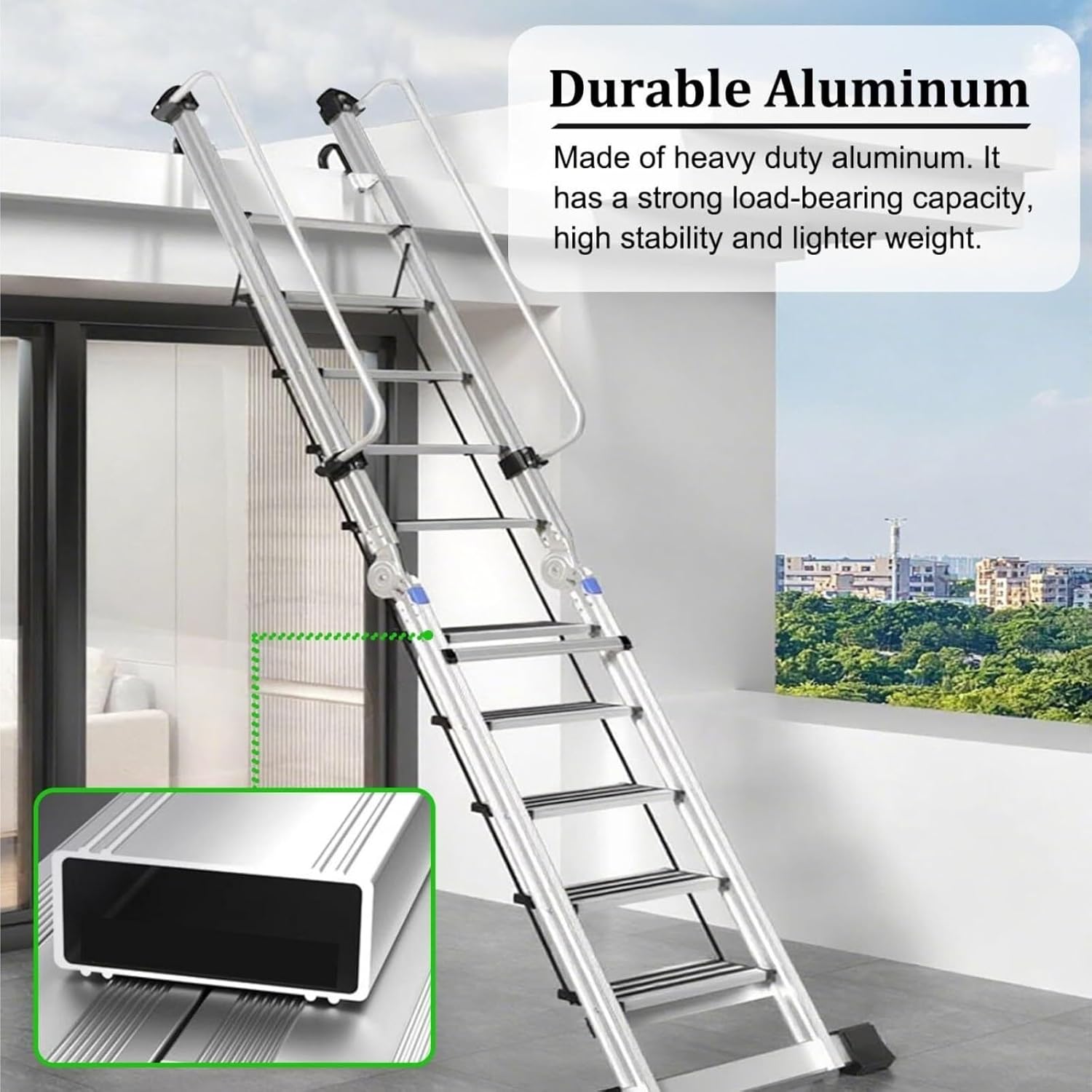 attic ladders Attic Ladders Foldable Loft Straight Step Ladder Egress Basement Garage Home Staircase(Silver,6 Step-1.4-1.8m)