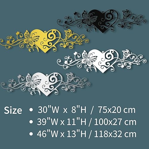 Miniatura 3 de Arte de pared de metal, arte de pared de corazón de metal, decoración de pared de mariposa de metal, arte de pared de corazón y mariposa, esculturas
