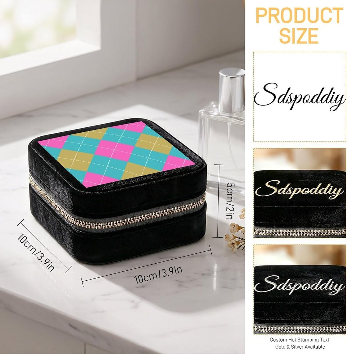 Colorful Rainbow Argyle Jewelry Box image 2