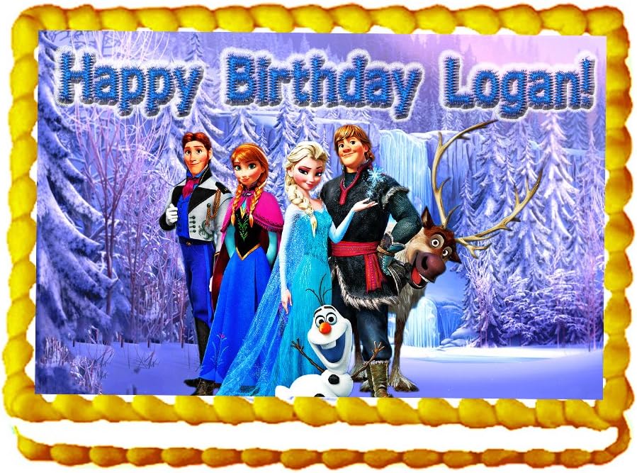 Cassies Kitchen Frozen 1/4 Sheet Edible Photo Birthday Cake Topper~ Personalized!