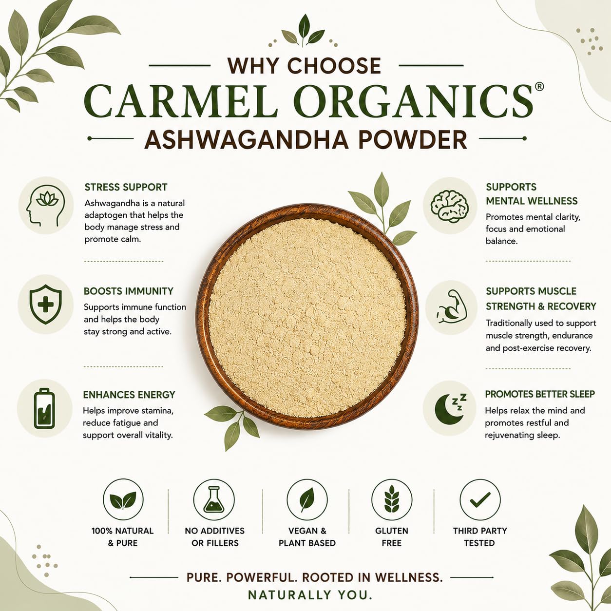 CARMEL ORGANICS Ashwagandha Root Powder 100 Grams 3