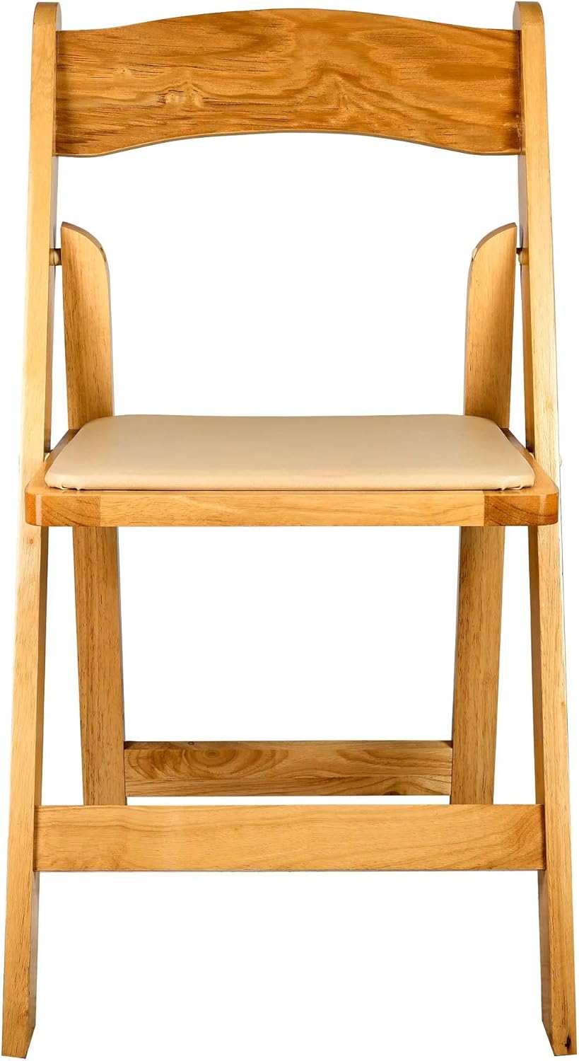 Chivari Folding Stackable Chairs with Comfortable Padded Seats for Weddings and Formal Events (4, Natural)