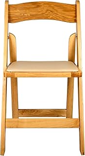 Chivari Folding Stackable Chairs with Comfortable Padded Seats for Weddings and Formal Events (4, Natural)