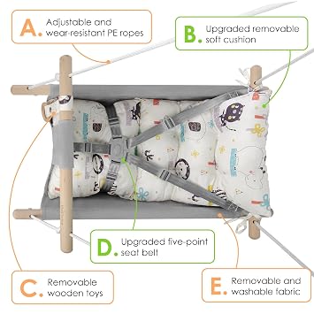 Gladswing Canvas Baby Hammock Swing for Infants to Toddlers,Cute Animal