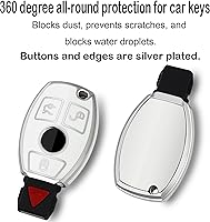 Vista 2 de para Mercedes Benz Key fob Cover con llavero de cuero, Shell suave TPU Key, Blanco