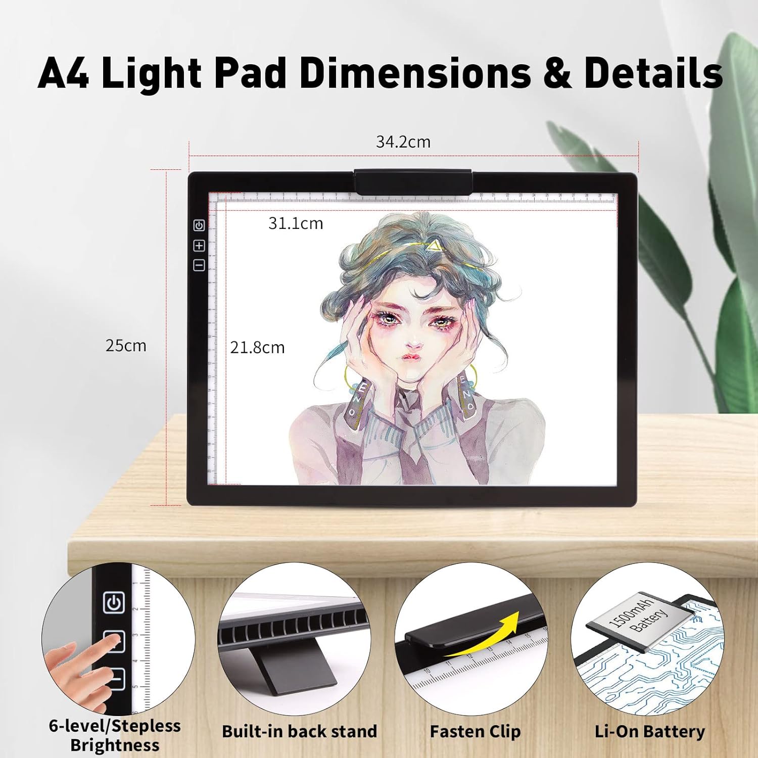 Rechargeable A4 Light Box with Carry Bag, Innovative Stand/Top Clip, iVAOOZE Wireless Light Pad for Cricut Vinyl, Weeding Tools, Diamond Painting, Drawing Crafting Light Board for Tracing, Sketching