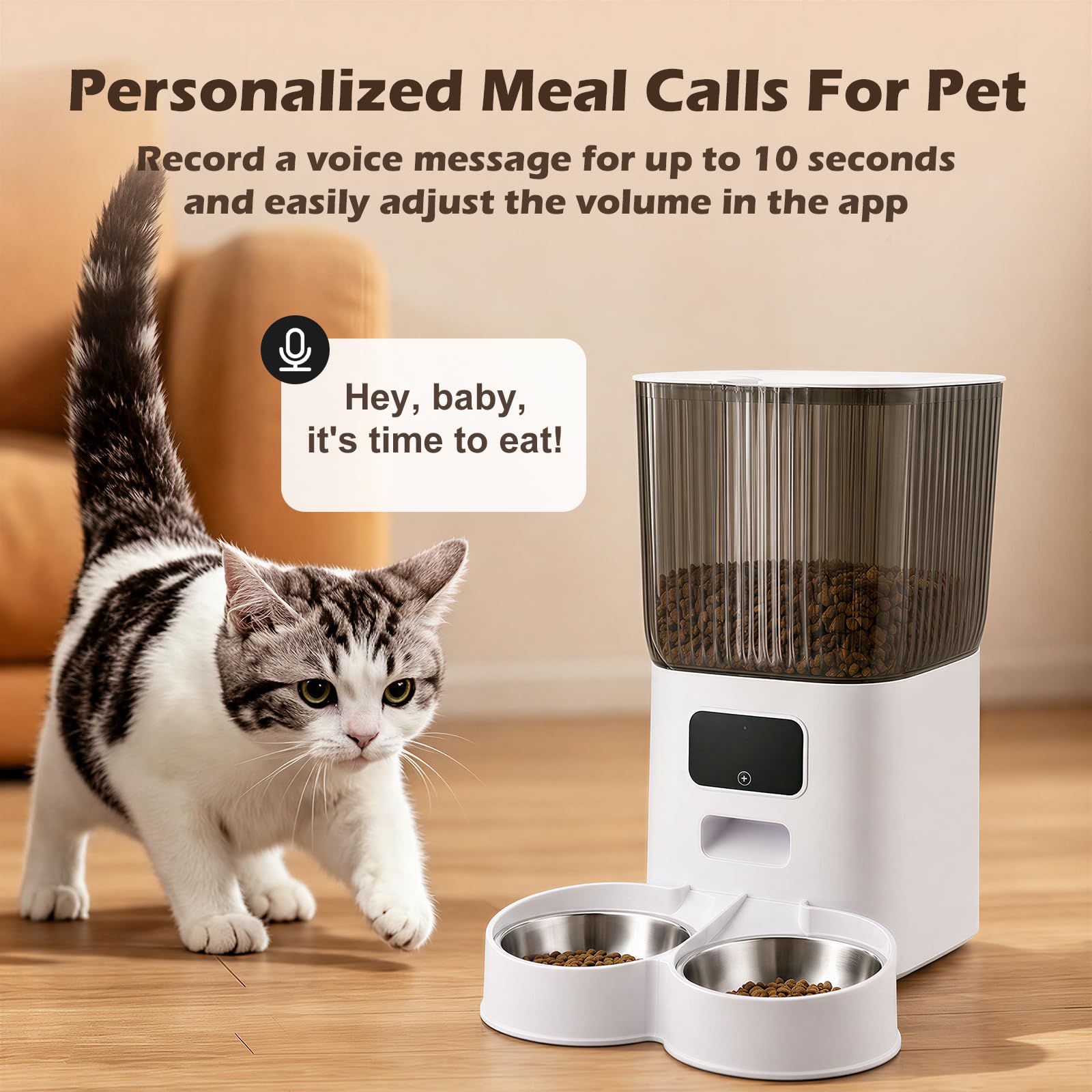 Alimentatore intelligente per animali domestici da 5 litri con telecamera Pan/Tilt 2K, distributore automatico di cibo per cani e gatti, audio bidirezionale, visione notturna, rilevamento del