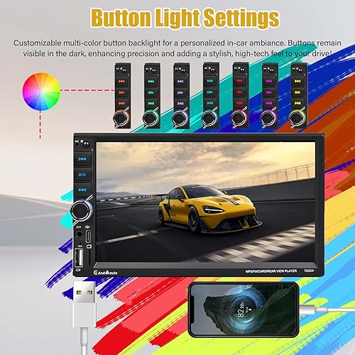 Miniatura 8 de Estéreo de coche con pantalla táctil de 7 pulgadas con CarPlay inalámbrico y Android Auto Bluetoothcámara de respaldoenlace espejoradio