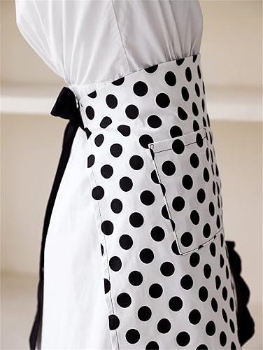 Miniatura 3 de Delantal retro para mujer, con volantes, estilo vintage, con bolsillo, para chef, cafetería, camarero, cocina, cocina