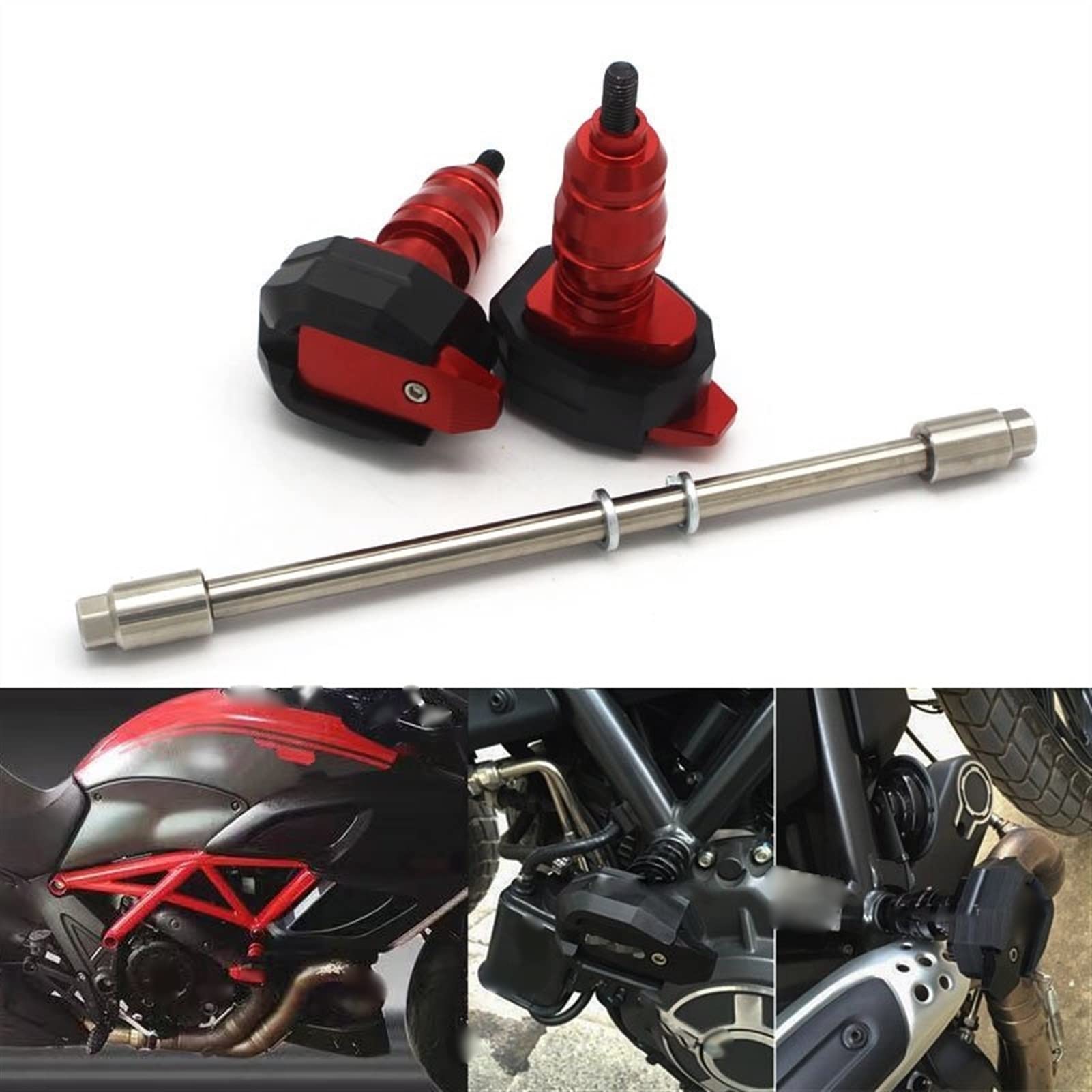 Protection Chutes Moto Chute Protection Crash Pads Cadre Curseurs Moto Moteur Garde Accessoires pour Ducati Diavel 1200 696 795 1100 (Color : Silver)