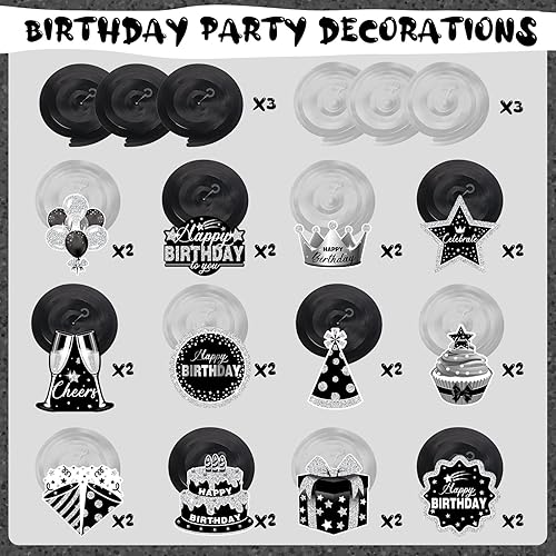 Miniatura 3 de Funrous 30 piezas de espirales colgantes de feliz cumpleaños, serpentinas de techo para fiestas, remolinos de aluminio para niños, mujeres y