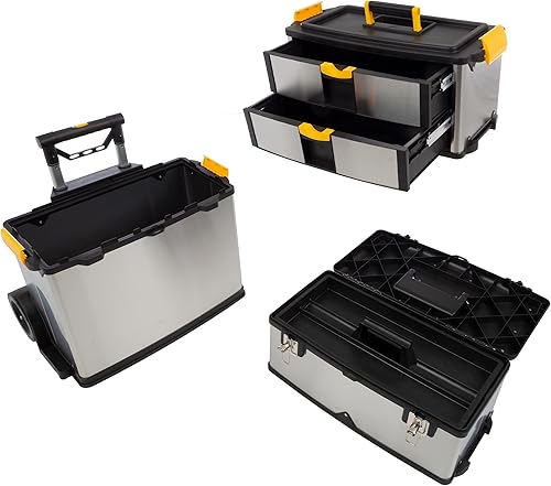 Miniatura 4 de Stalwart 75-7577 masivo y móviles 3 partes acero inoxidable caja de herramientas
