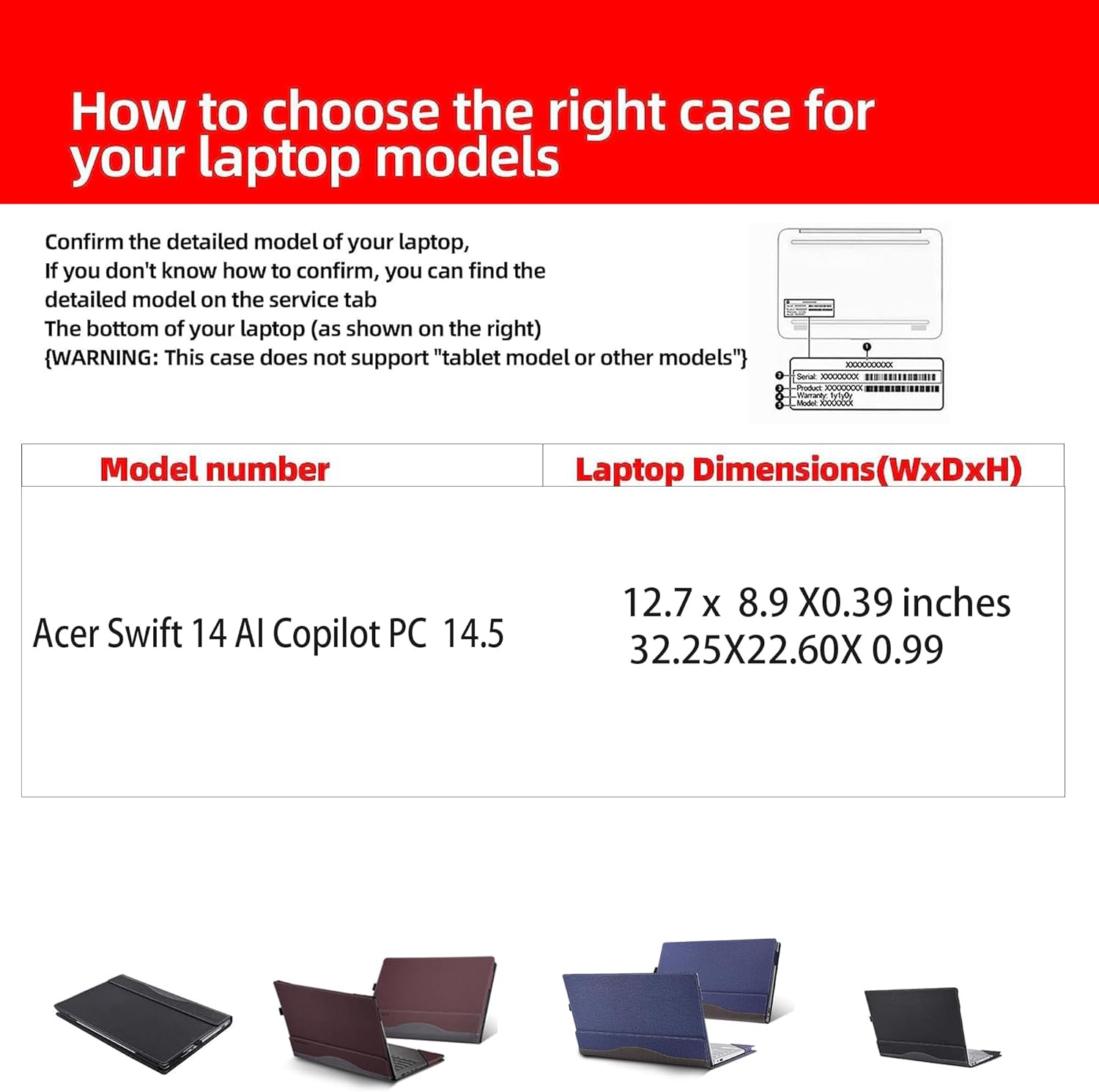 Laptop Case for Acer Swift 14 AI Copilot+ PC | 14.5" All Inclusive Drop Case PU Leather Inside Pocket Cover (Dark Blue)