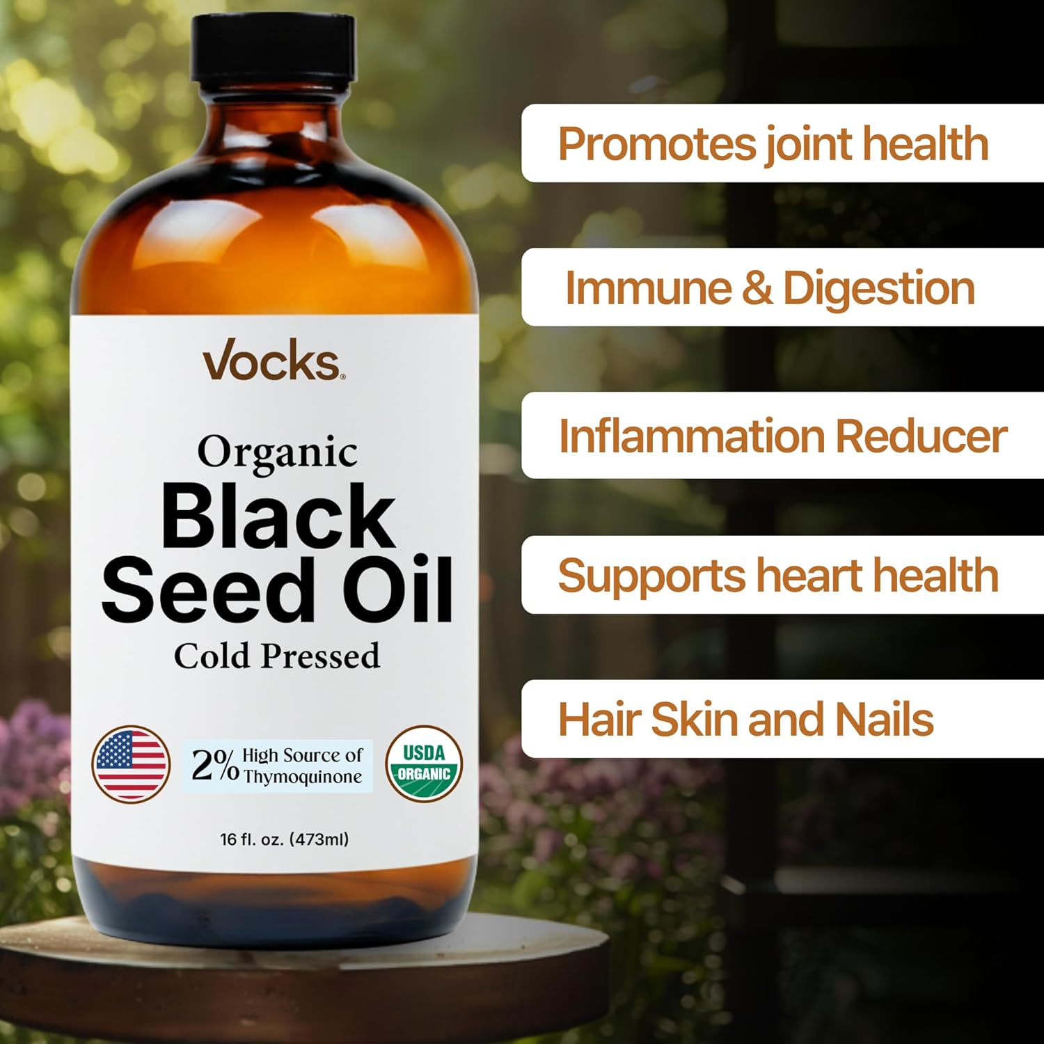 Black Seed Oil Organic Cold Pressed Unrefined Glass Bottle | USDA Certified Organic Black Cumin Seed Oil | High Thymoquinone Omega 3 6 9 | For Immune Support, Joints, Digestion, Hair, Skin | 16 Fl oz - Image 4