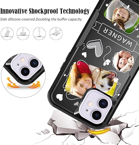 Vista 236 de Funda de fotos personalizada para Apple iPhone 11 Pro Max, patrón de collage a cuadros, personalizado para hacer imágenes en gruesa 3 híbrida Rosa