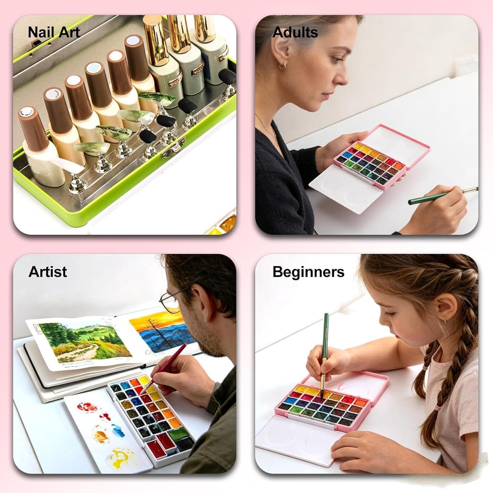 Tavolozza di Vuoto con Coperchio e scatola Artistico a Mezza Benne | Tavolozza di miscelazione per pittura artistica per viaggi, studio, casa, scuola, officina e pittore