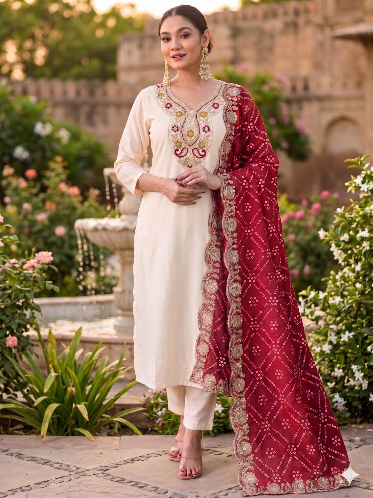 devangi creation Elegant Ethnic Kurta Set with Heavy Bandhani Embroidered Dupatta Festive & Occasion Ensemble for Women-picture-20