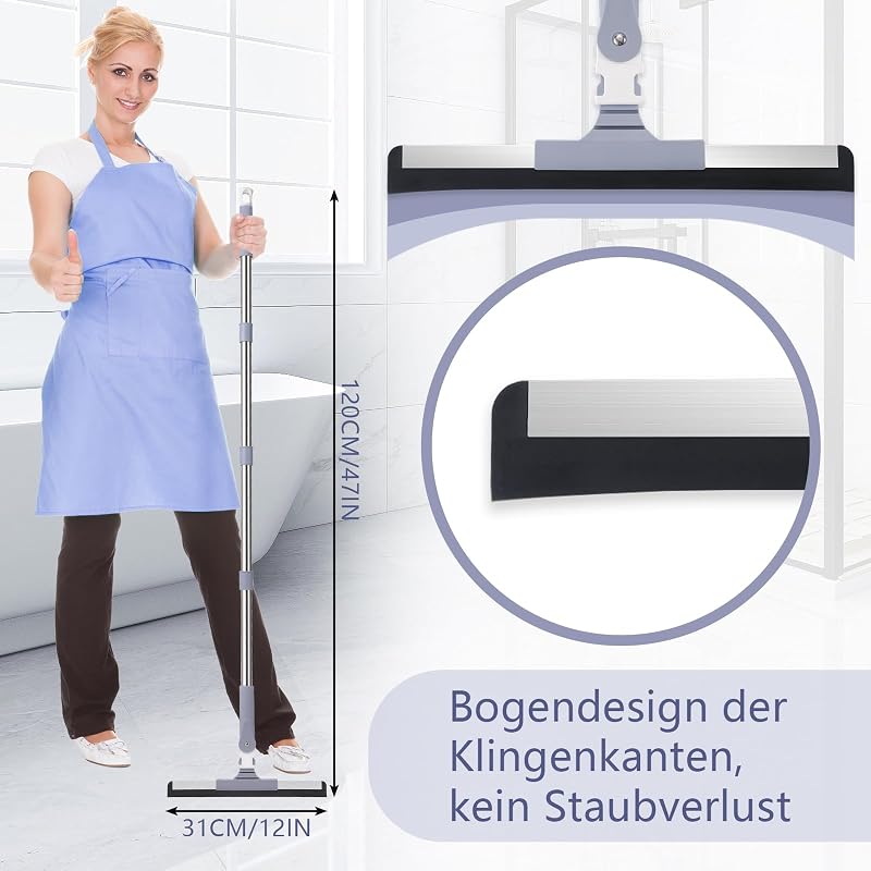 Mitclear 120 cm-es padlótisztító mop hosszú nyéllel, gumiseprű nedves-száraz tisztításhoz