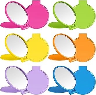 Jetec 12 Pieces Compact Mirrors Bulk Gifts Mini Vintage Pocket Mirrors for Purse Small Portable Folding Round Makeup Stuffs for Travel Daily Use Party Favors Women (Bright Colors)